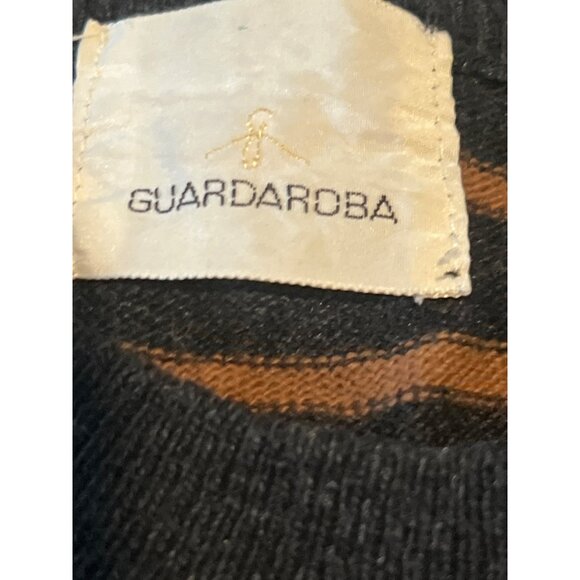 GUARDAROBA  Striped Black Brown Wool Cashmere Angora Sweater Dress Lace Accent - Picture 4 of 7